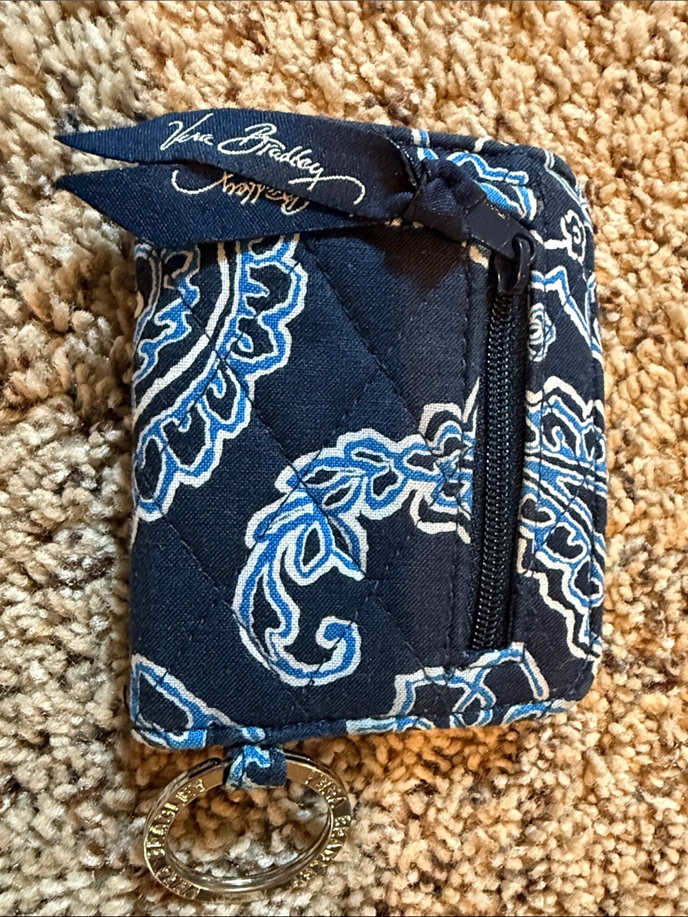 Vera Bradley Navy Blue Quilted Paisley Key Coin Pouch